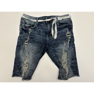 Men's Young LA Denim Shorts Jorts With Belt Holes Size 34
